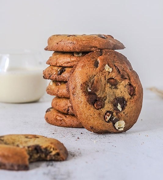 cookies généreux, cookies chocolat noisette, gros cookies